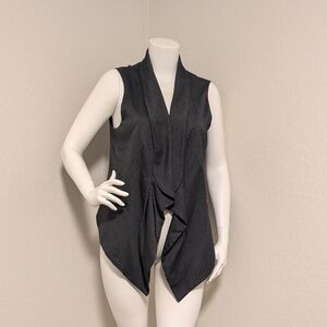 Ellen Tracy Stylish Dark Gray Sleeveless Asymmetrical XL Vest Top